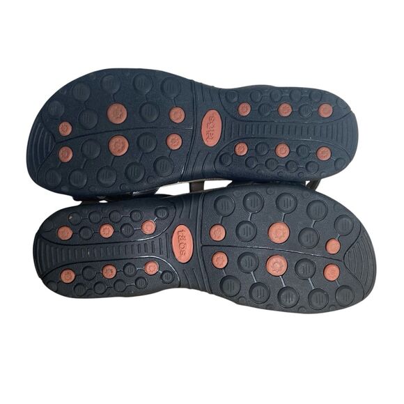 Taos Sandals Size 9 Treasure Metallic Silver Leather Adjustable T Strap Pewter - Picture 11 of 11